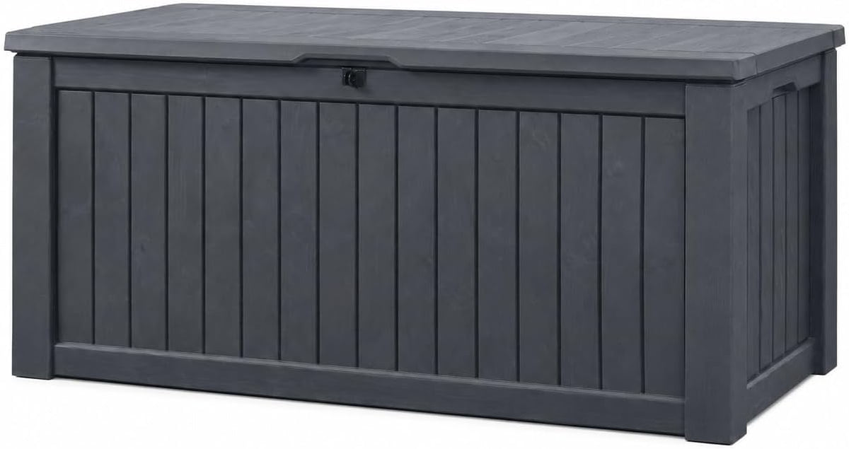 Koll living storage box, cushion box in modern wooden finish, 570 litres, 100% water-proof, with aeration to prevent horrible odours/mould, maximum weight supported by the cover: 250 kg (2 people)