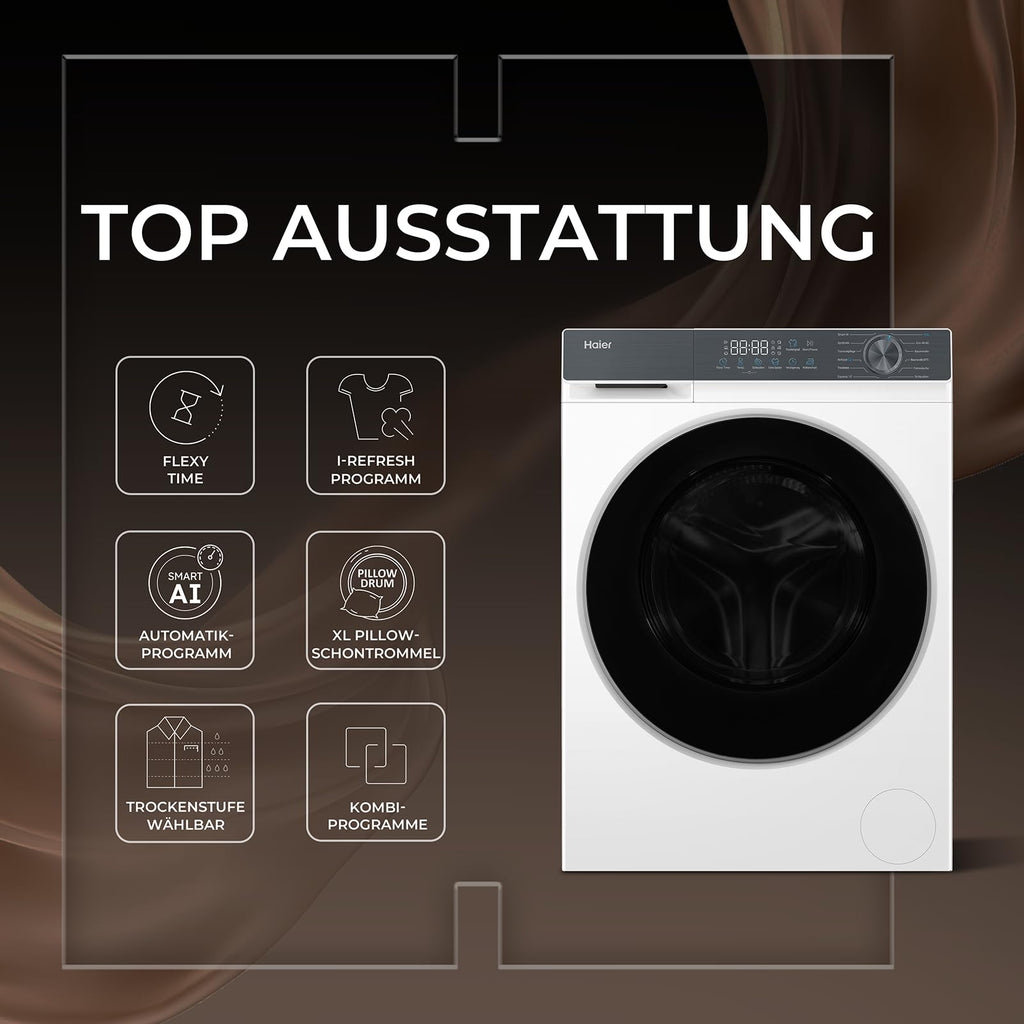Haier Frontlader Waschmaschine 10kg I G3 Serie I A -30%, 1.400 U/Min., leiser Inverter-Motor, Automatik- und Expressprogramm, Aquastop-Schlauch, Hygiene-Technologien I HW100-BP1427637