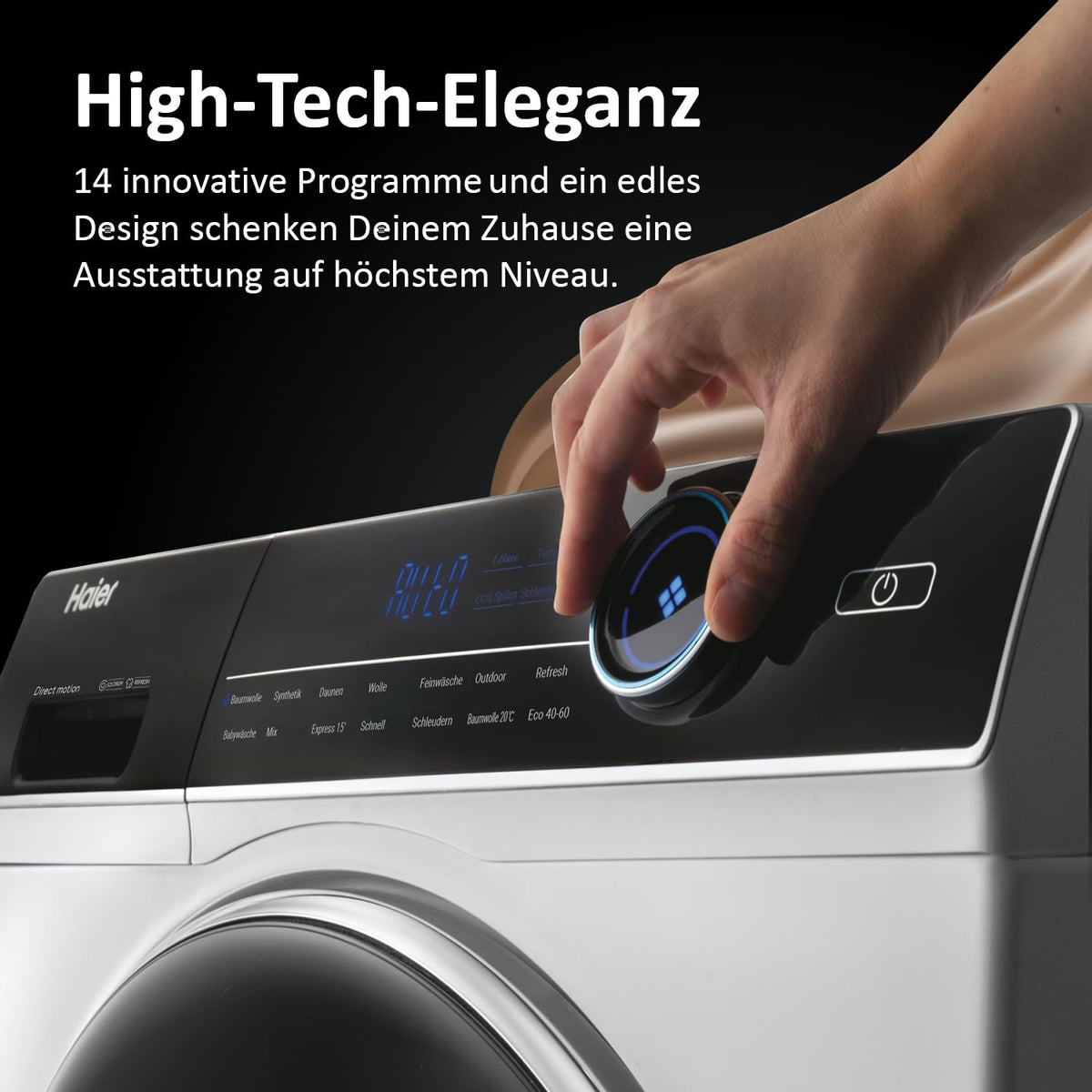 Haier I-PRO SERIE 7 HW90-B14979 I Frontlader Waschmaschine 9kg I Washing Machine mit A-Effizienz, 1.400 U/Min. & leisem Direktantrieb I Inkl. Dampffunktion, Selbstreinigungssystem & Refresh-Programm