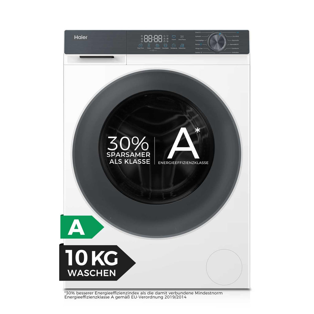 Haier Frontlader Waschmaschine 10kg I G3 Serie I A -30%, 1.400 U/Min., leiser Inverter-Motor, Automatik- und Expressprogramm, Aquastop-Schlauch, Hygiene-Technologien I HW100-BP1427637
