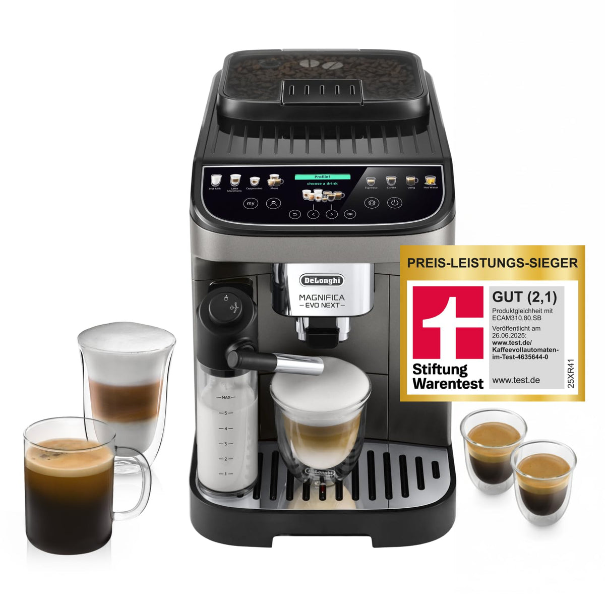 De'Longhi Magnifica Duo – Kaffeevollautomat 20 Getränke Silber