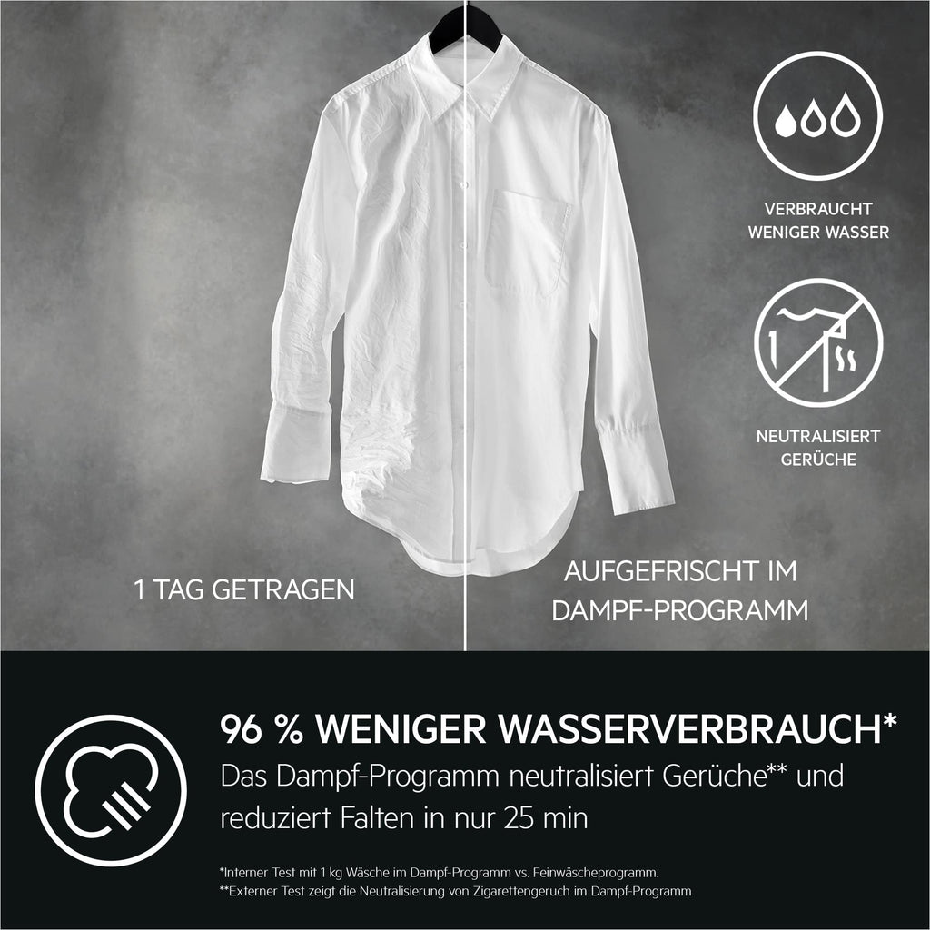 AEG Waschmaschine 9kg Serie 8000 PowerCare - Faserschonend Sauber in nur 59 Min. bei 30°C, A-10%, Dampf-Programm – Weniger Bügeln, Nachlegefunktion, Energiesparend, Wasserstopp 1400 U/min, LR8AMZ49FL