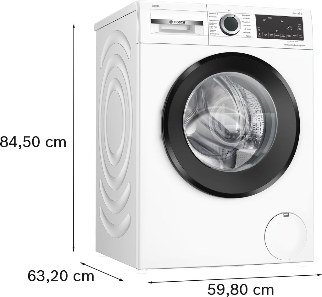 Bosch WGG254F10, Serie 6, Waschmaschine 10 kg, 1400 UpM, Frontlader, i-DOS Waschmitteldosierung, Fleckenautomatik, Iron Assist - weniger Falten, Touch Control, Schnelles Waschen, AquaStop, Weiß