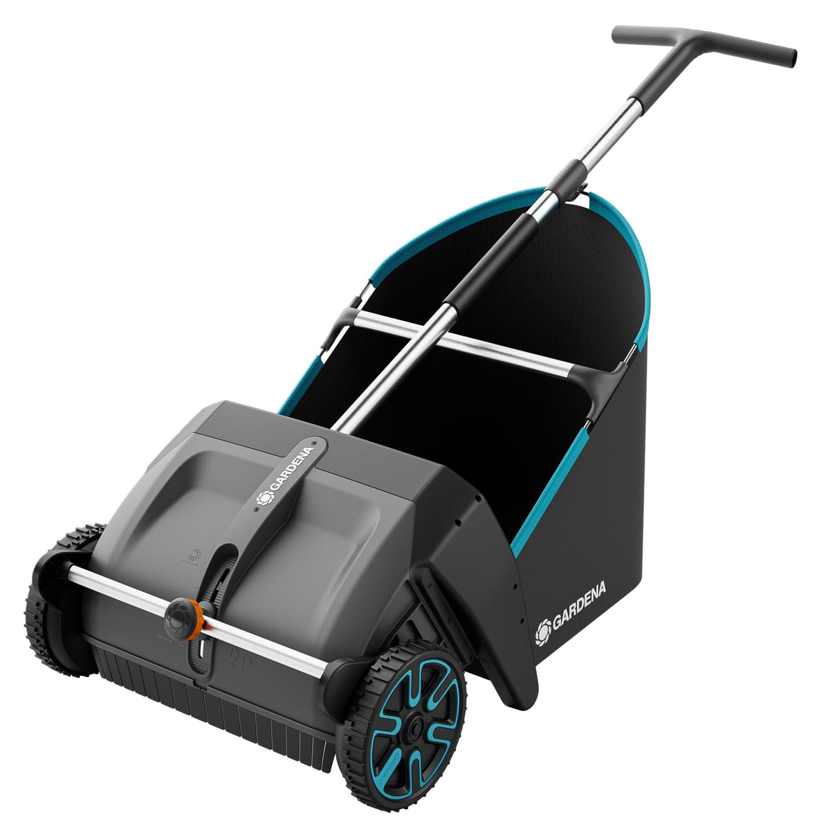 Gardena Laub- und Rasensammler: Kehrmaschine für den Garten, mit entnehmbarem Fangsack, rotierendes Bürstensystem, ergonomischer Griff, geräuscharm (3565-20)