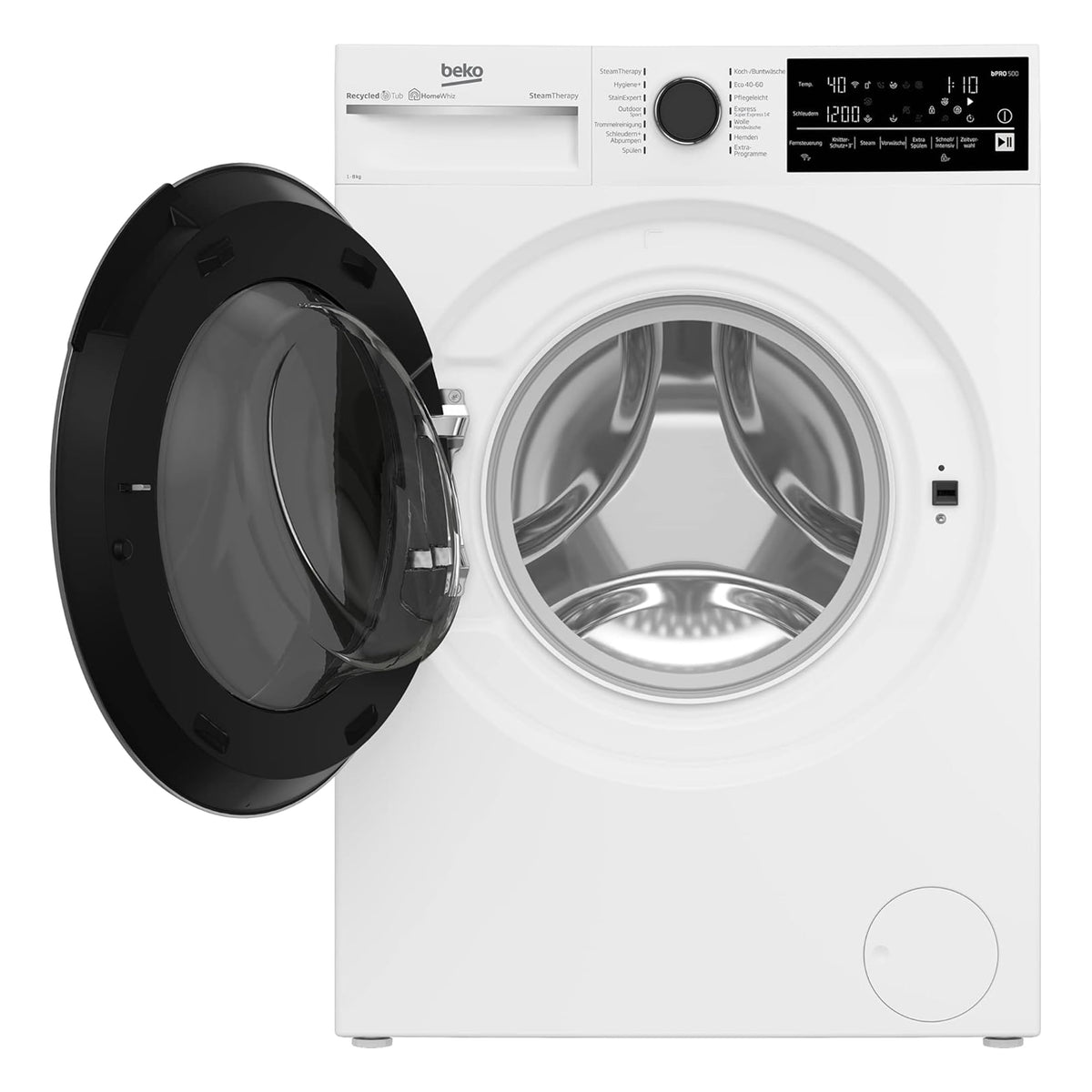Beko Waschmaschine 8kg, Stiftung Warentest GUT (1,9)*, 1400 U/min, SteamCure Dampffunktion, AquaWave Schontrommel, StainExpert Programm, B5WFT78410W, Weiß