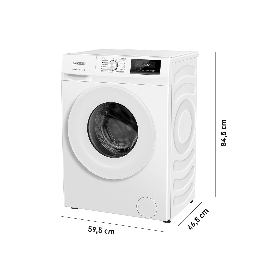 Heinrich´s Waschmaschine, 7kg, 15 Programme, 1400 U/min., Aqua-Stop, LED-Display, inkl. Timer, mit Kindersicherung, langlebiger Inverter Motor, Energieeffizienzklasse A, weiß