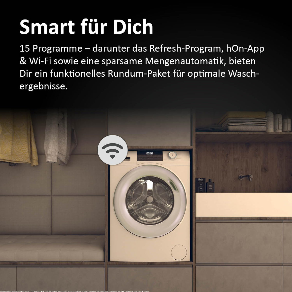 Haier Frontlader Waschmaschine 7kg I I-PRO SERIE 1 HW70-BP14929BU1 I Mit A-20% Effizienz, 1.400 U/Min. & sparsamem Inverter-Motor I Per App steuerbar I Mengenautomatik & Refresh-Programm