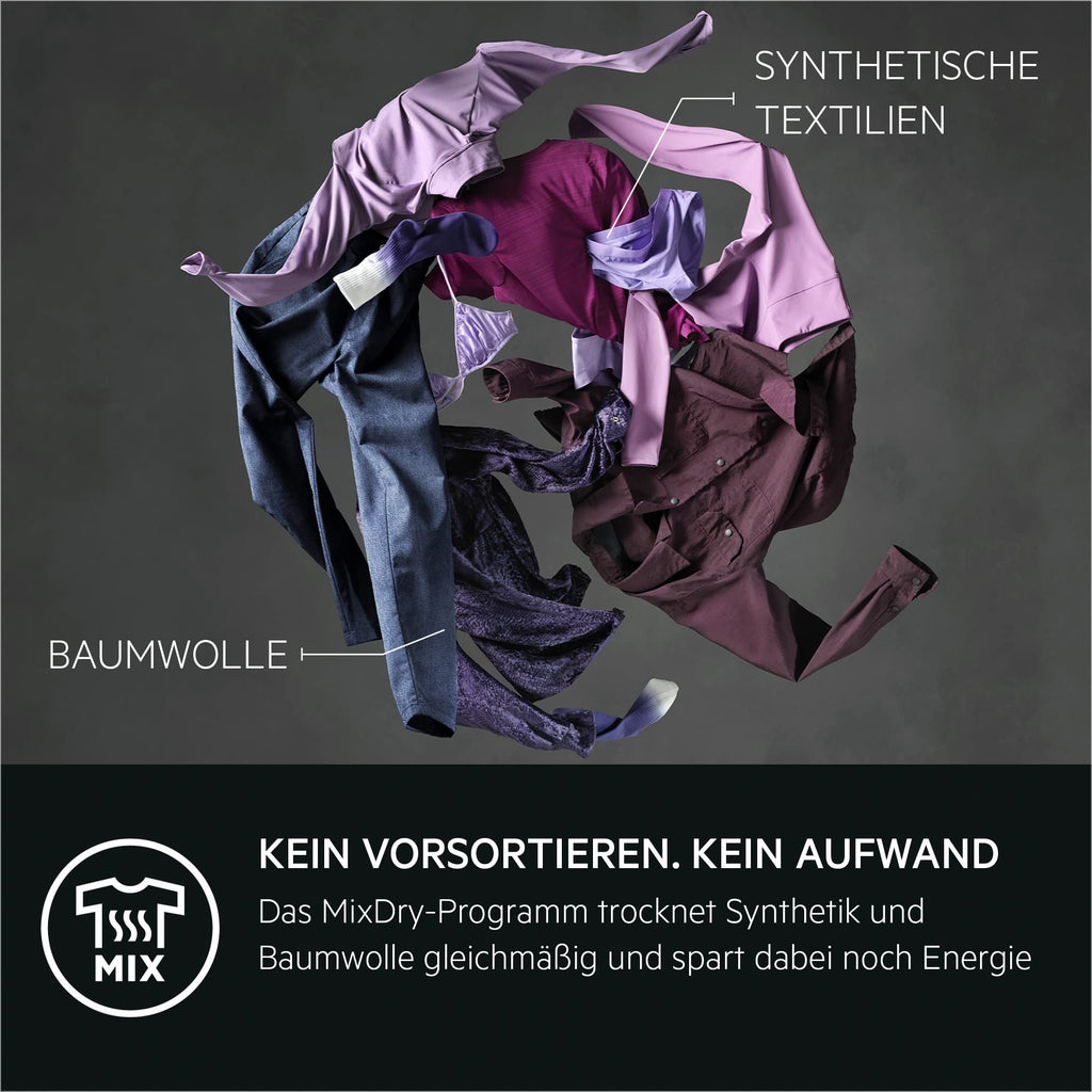 AEG Wärmepumpentrockner 8 kg, Testsieger der Stiftung Warentest, Serie 9000 AbsoluteCarePlus - Daunentrocknung, 3D-Scan Restfeuchteermittlung, C, Knitterschutz, Trommelbeleuchtung, TR9AMZ2024
