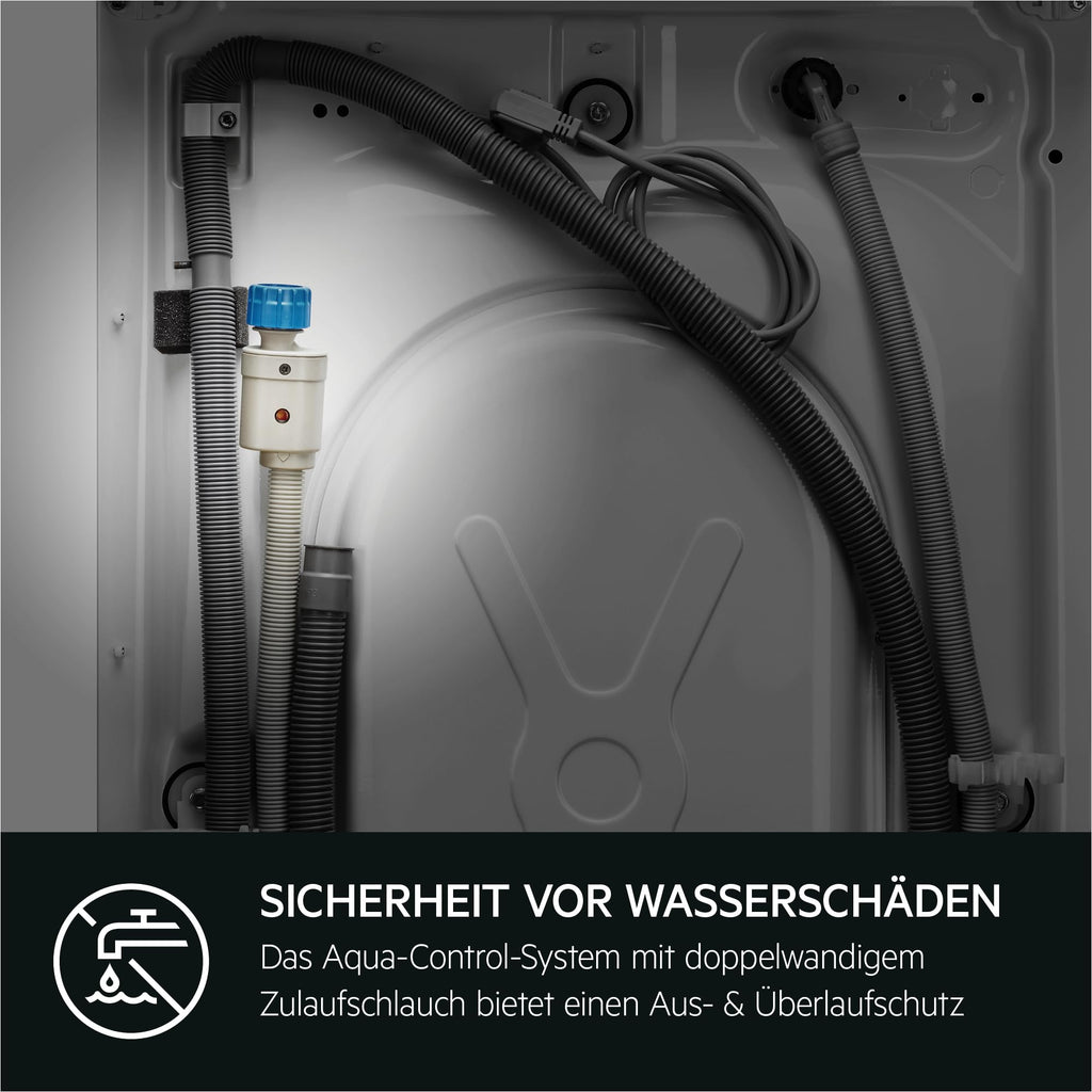 AEG Waschmaschine, Serie 6000 ProSense Mengenautomatik, 9 kg, Leise, Nachlegefunktion, Kindersicherung, Schontrommel, Vollwasserschutz, Leichtbügeln-Option, 1400 U/min, LR6A65490