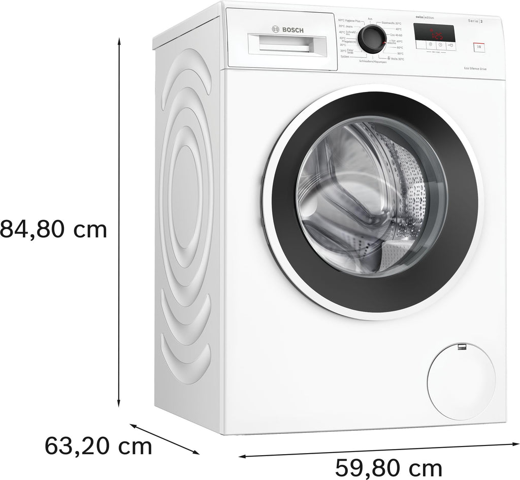 Bosch Waschmaschine 7 kg Serie 2, 1400 UpM, LED-Display, Speed Perfect, Hygiene Plus Programm, Leiser Betrieb, AntiVibration Design, Langlebig mit Ersatzteilverfügbarkeit, AquaSecure Plus, WGE0240V