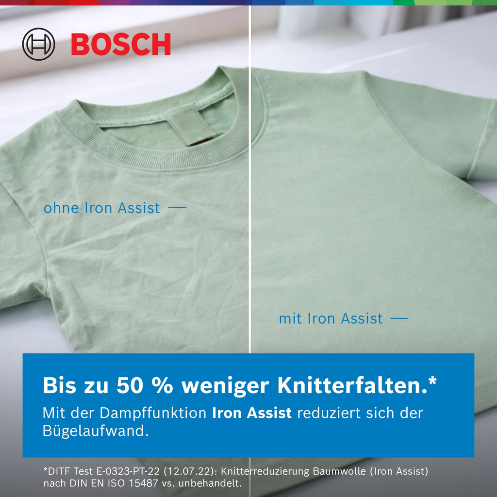 Bosch Waschmaschine 8 kg Serie 4, 1400 UpM, Leiser Betrieb, Iron Assist, Speed Perfect, Nachlegefunktion, Hygiene Plus Programm, AquaSecure Plus, Langlebig mit Ersatzteilverfügbarkeit, WAN282K4