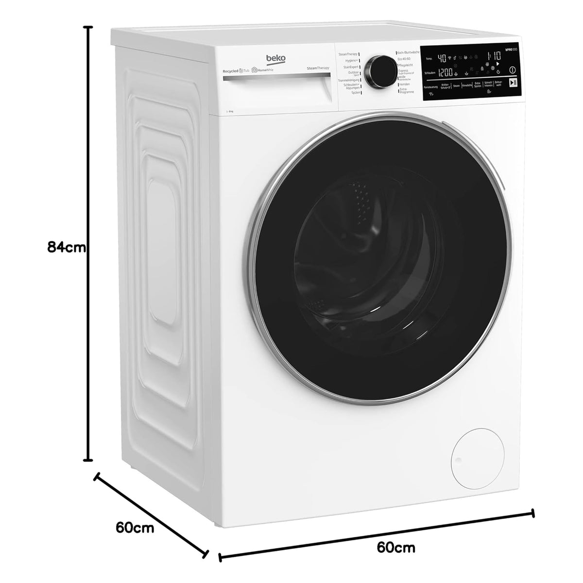 Beko Waschmaschine 8kg, Stiftung Warentest GUT (1,9)*, 1400 U/min, SteamCure Dampffunktion, AquaWave Schontrommel, StainExpert Programm, B5WFT78410W, Weiß