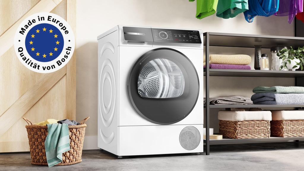 Bosch WQB245B40, Stiftung Warentest GUT (2,5)*, Serie 8 Smarter Wärmepumpentrockner 9 kg, AutoDry Sensorgesteuerte Trocknung, SmartDry Programmautomatik, LED-Display, Selbstreinigender Kondensator
