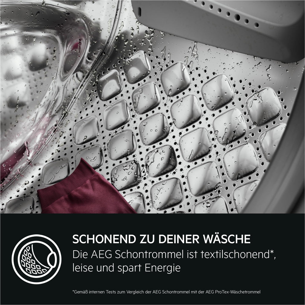 AEG Waschmaschine, Serie 6000 ProSense Mengenautomatik, 9 kg, Leise, Nachlegefunktion, Kindersicherung, Schontrommel, Vollwasserschutz, Leichtbügeln-Option, 1400 U/min, LR6A65490