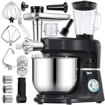 KESSER   3-in-1   Food   Processor,   5.5L,   with   Meat   Grinder   &   Juicer,   Pasta   Shapers,   Accessory   Set