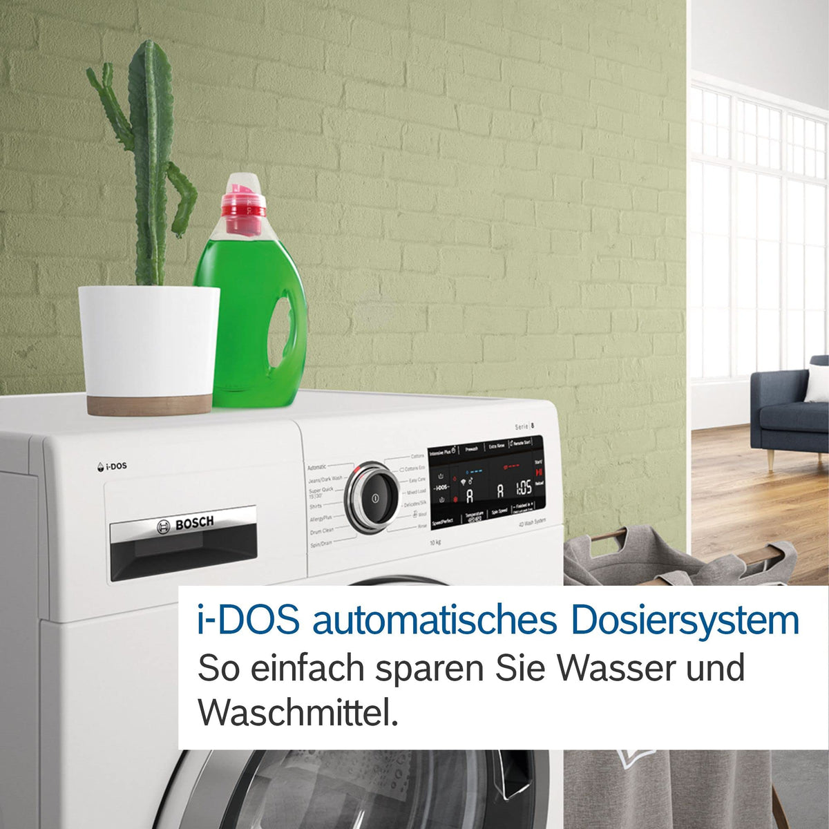 Bosch WGG254F10, Serie 6, Waschmaschine 10 kg, 1400 UpM, Frontlader, i-DOS Waschmitteldosierung, Fleckenautomatik, Iron Assist - weniger Falten, Touch Control, Schnelles Waschen, AquaStop, Weiß