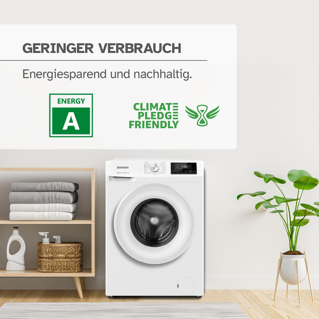 Heinrich´s Waschmaschine, 7kg, 15 Programme, 1400 U/min., Aqua-Stop, LED-Display, inkl. Timer, mit Kindersicherung, langlebiger Inverter Motor, Energieeffizienzklasse A, weiß