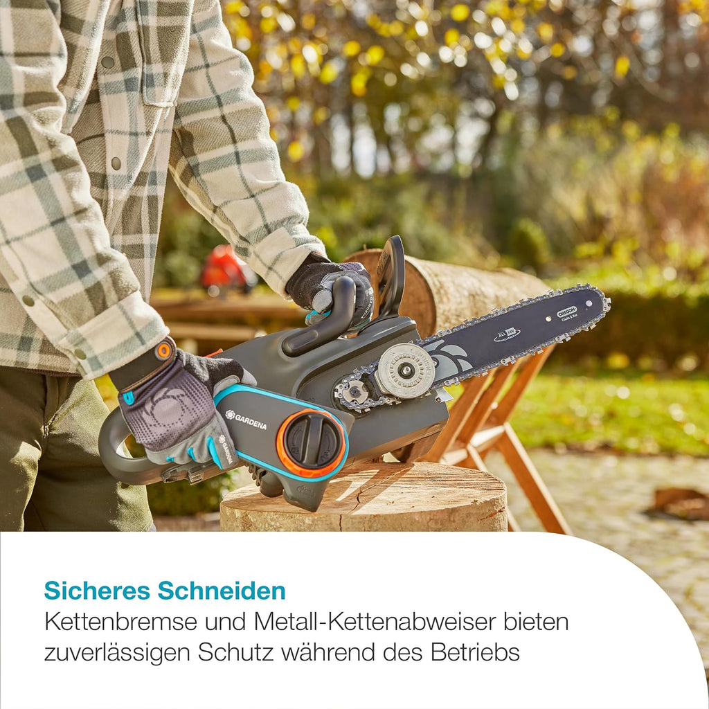 Gardena Akku-Kettensäge PowerSaw 250/18V P4A solo: Oregon Kette, Ergonomisch, Geräuscharm, Kettenbremse, Kabellos (14790-55)